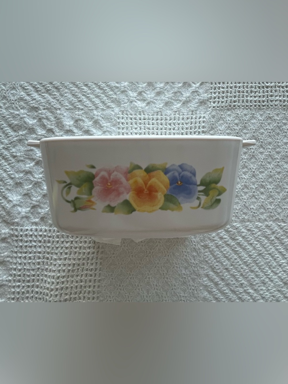 Corningware Floral Casserole Dish White with Pink Yellow Blue Flowers